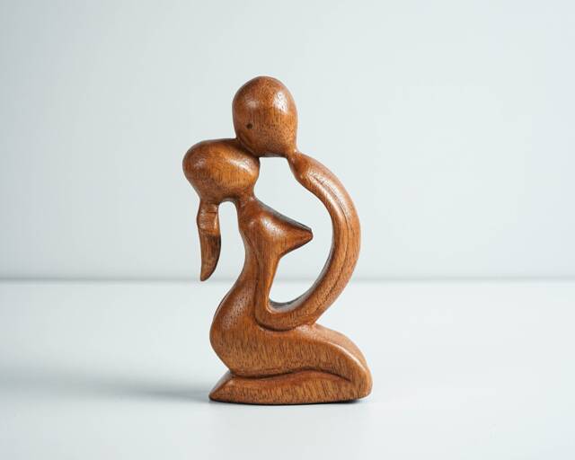Kissing Couple Abstract Statue, Modern Art, Wood Carving, Artwork, Handmade Abstract, Wedding Decoration, Couples Gift - image 1