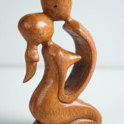 Kissing Couple Abstract Statue, Modern Art, Wood Carving, Artwork, Handmade Abstract, Wedding Decoration, Couples Gift - thumbnail 4