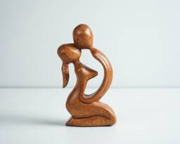 Kissing Couple Abstract Statue, Modern Art, Wood Carving, Artwork, Handmade Abstract, Wedding Decoration, Couples Gift - thumbnail 1