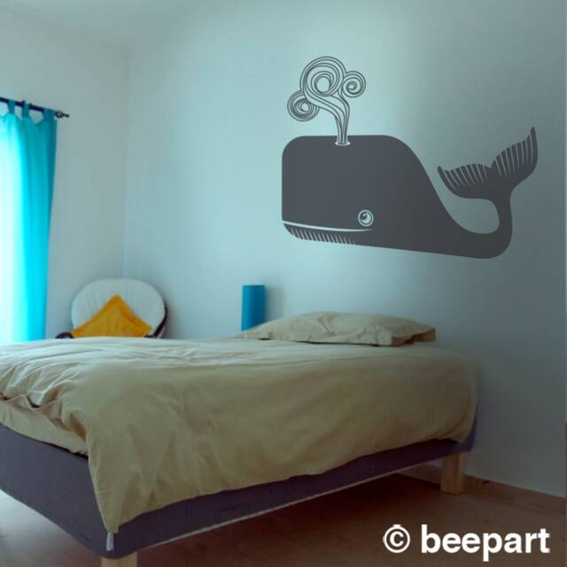 Large Whale Wall Decal, Cute Sticker, Friendly Whale, Children's Room, Bedroom Decor, Marine Life Art, Free Shipping - image 1