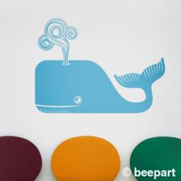 Large Whale Wall Decal, Cute Sticker, Friendly Whale, Children's Room, Bedroom Decor, Marine Life Art, Free Shipping - thumbnail 2
