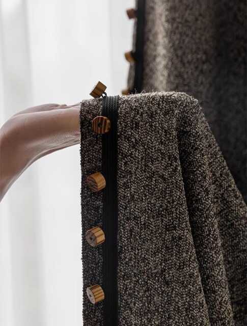A Pair Of Chocolate Brown Chenille Curtains With Pompom Trim, Custom Curtain Panel Custom Trim, Living Room Bedroom Curtains, Custom Made - image 1