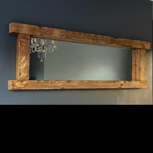 Overhang Rustic Warm Oak Mirror - Handcrafted Wooden Wall Decor - image 1