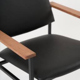 Reloved Chair . Dramatic Black - Upholstered Accent Lounge Retro Vintage Leather Modern - thumbnail 3