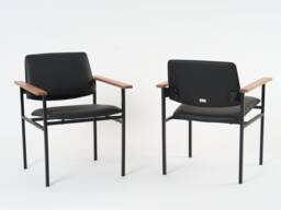 Reloved Chair . Dramatic Black - Upholstered Accent Lounge Retro Vintage Leather Modern - thumbnail 1