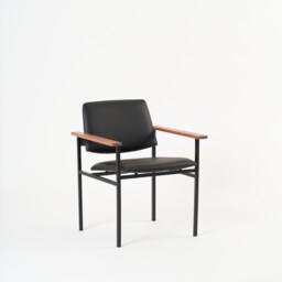 Reloved Chair . Dramatic Black - Upholstered Accent Lounge Retro Vintage Leather Modern - thumbnail 2