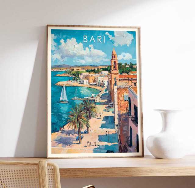 Bari Italy Poster Coastal City Travel Art Print - image 1