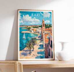 Bari Italy Poster Coastal City Travel Art Print - thumbnail 1