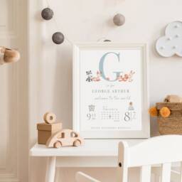 New Baby Print, Baby Girl Gift, Boy Personalised Print For Girls, Gift Girl, Nursery - thumbnail 3