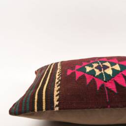 Geometric Kilim Pillow 16x24 Handwoven Wool Boho Cushion - thumbnail 4