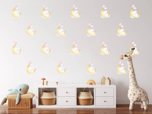Sleeping Elephant Moon Wall Decal Nursery Decor Sticker - image 1
