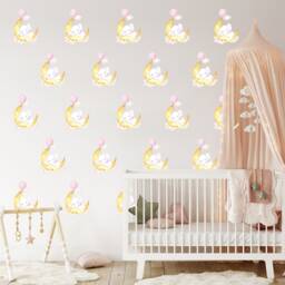 Sleeping Elephant Moon Wall Decal Nursery Decor Sticker - thumbnail 3