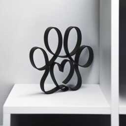 Animal Paw & Love Heart Sculpture Desk Shelf Art - Minimalist Modern Display Decor - thumbnail 2