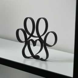 Animal Paw & Love Heart Sculpture Desk Shelf Art - Minimalist Modern Display Decor - thumbnail 3