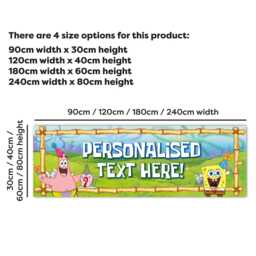 Spongebob Birthday - Patrick & Gary Party Hats Personalised Banner Wall Sticker - thumbnail 2