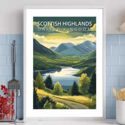 Scottish Highlands Travel Poster - Vintage Wall Print Scenic Landscape Art Holiday Destination A5 A4 A3 Framed Or Unframed - thumbnail 3