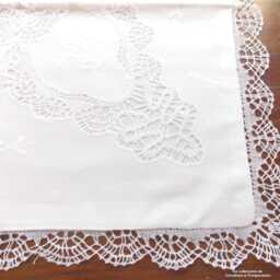 Cushion Cover Hand-Embroidered Cluny Bobbin Lace 40cm White - thumbnail 2