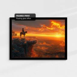 Majestic Sunset Cowboy Canvas Art - Western Landscape Wall Decor Framed Horseback Rider Print Perfect For Home Or Office Ready To Hang - thumbnail 2