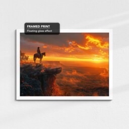 Majestic Sunset Cowboy Canvas Art - Western Landscape Wall Decor Framed Horseback Rider Print Perfect For Home Or Office Ready To Hang - thumbnail 3
