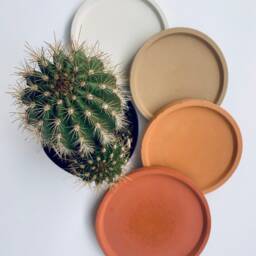Minimalist Concrete Plant Saucer Boho Desert Style - thumbnail 2
