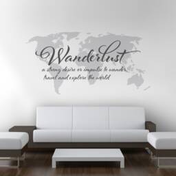 Wanderlust World Map Wall Decal Large, Travel Decor, Vinyl Sticker, Art, Lover Gift, Office Skuwlust - thumbnail 3