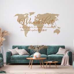 Wanderlust World Map Wall Decal Large, Travel Decor, Vinyl Sticker, Art, Lover Gift, Office Skuwlust