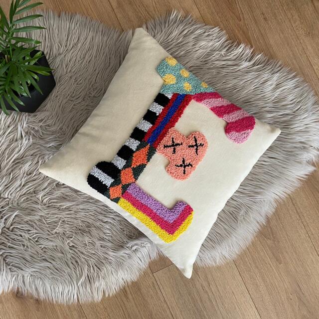 Embroidered Letter Pillow, Punch Needle Initial Cushion, Baby Room Decor, Nursery Gift Idea, Kids Pillow, Custom Throw Pillow, Dorm Decor - image 1