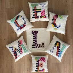 Embroidered Letter Pillow, Punch Needle Initial Cushion, Baby Room Decor, Nursery Gift Idea, Kids Pillow, Custom Throw Pillow, Dorm Decor - thumbnail 2