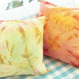 Hand Dyed Cotton Pillow Cover Green & Pink Upcycled Throw Cushion - thumbnail 2