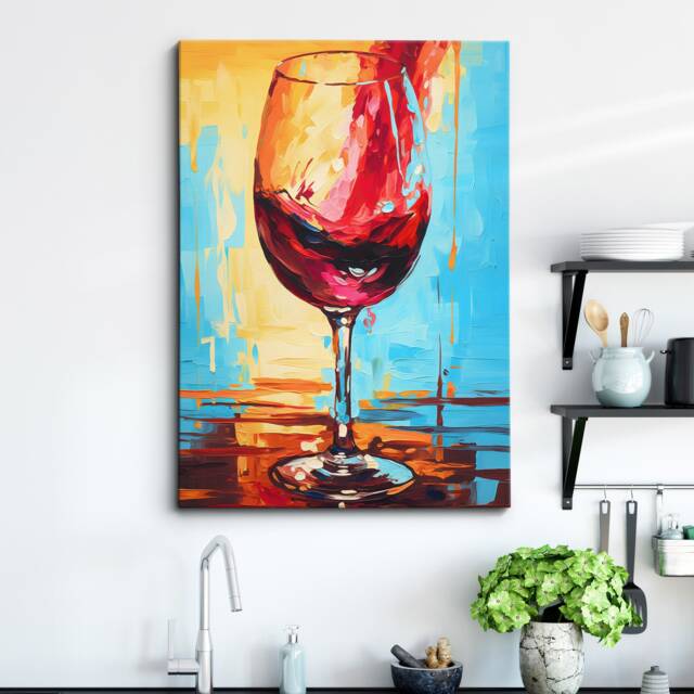 Wine Glass Drink Abstract Oil Painting Dripping Wall Art Framed Canvas Poster Print Home Kitchen Office Room Decor Gift Idea For Her - image 1