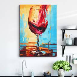 Wine Glass Drink Abstract Oil Painting Dripping Wall Art Framed Canvas Poster Print Home Kitchen Office Room Decor Gift Idea For Her - thumbnail 1