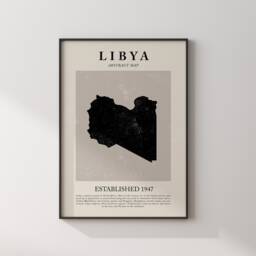 Libya Map Vintage Abstract Wall Art Print Picasso + Matisse Inspired Travel Poster - thumbnail 3