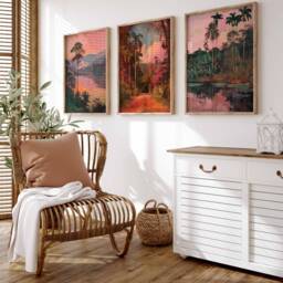 Set Of 3 Thailand Posters, Thai Floral Prints, D??cor, Travel Art, Asian Poster, Oriental Wall Decor, Gift - thumbnail 4