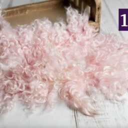 Curly Felt Layer, Newborn Photo Props, Pink Wool Blanket, Baby Basket Filler, Sheepskin Rug - thumbnail 3