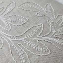 John Lewis & Partners Acanthus Fabric Cushion Cover Crewel Embroidered Greige/Beige Pillow Throw Cover Country Home - thumbnail 2