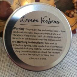 Lemon Verbena ~ All Natural Soy Candle 8 Oz Tins Travel Wedding Present Gifts - thumbnail 3