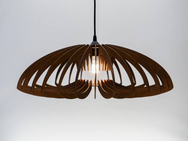Brown Lotus Lampshade, Wood Ceiling Light, Scandinavian Pendant, Brada, Lamp, Plywood Chandelier, Pendant Light - image 1