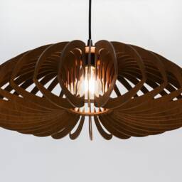 Brown Lotus Lampshade, Wood Ceiling Light, Scandinavian Pendant, Brada, Lamp, Plywood Chandelier, Pendant Light - thumbnail 3