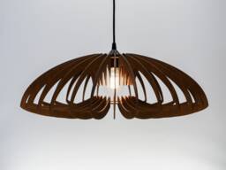 Brown Lotus Lampshade, Wood Ceiling Light, Scandinavian Pendant, Brada, Lamp, Plywood Chandelier, Pendant Light - thumbnail 1