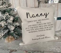 Personalised Nanny Cushion, Gifts, Christmas Grandma Grandparents Gift, Sending A Hug Gift For Nan - thumbnail 1