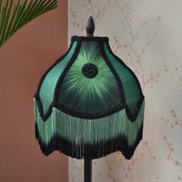 Hand-stitched Night Safari Lampshade Black Floral Print, Ombre Fringe - Etsy - thumbnail 3