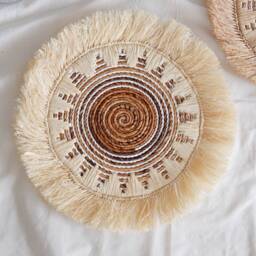 Seagrass Basket Wall Decor, Woven Fringe Raffia Boho Wedding Table Charger, Decor - thumbnail 3