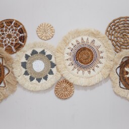 Seagrass Basket Wall Decor, Woven Fringe Raffia Boho Wedding Table Charger, Decor - thumbnail 4