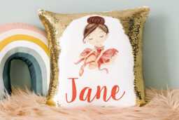 Personalized Ballerina Sequin Pillow - Gymnastics Gift For Girl - thumbnail 1
