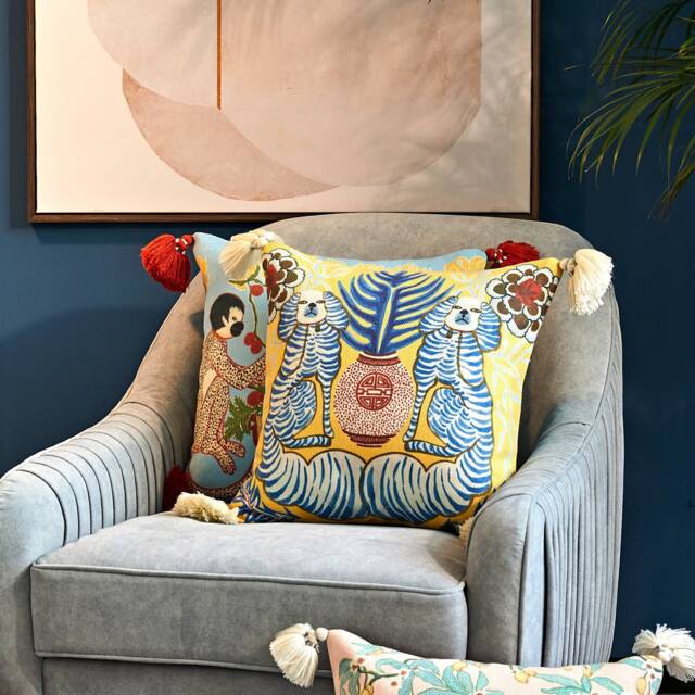 Animal Print Throw Pillow Cover With Tassels, Simba Kingdom Decor - image 1