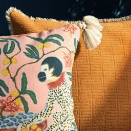 Animal Print Throw Pillow Cover With Tassels, Simba Kingdom Decor - thumbnail 2