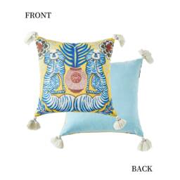 Animal Print Throw Pillow Cover With Tassels, Simba Kingdom Decor - thumbnail 4