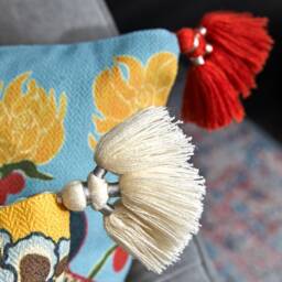 Animal Print Throw Pillow Cover With Tassels, Simba Kingdom Decor - thumbnail 3