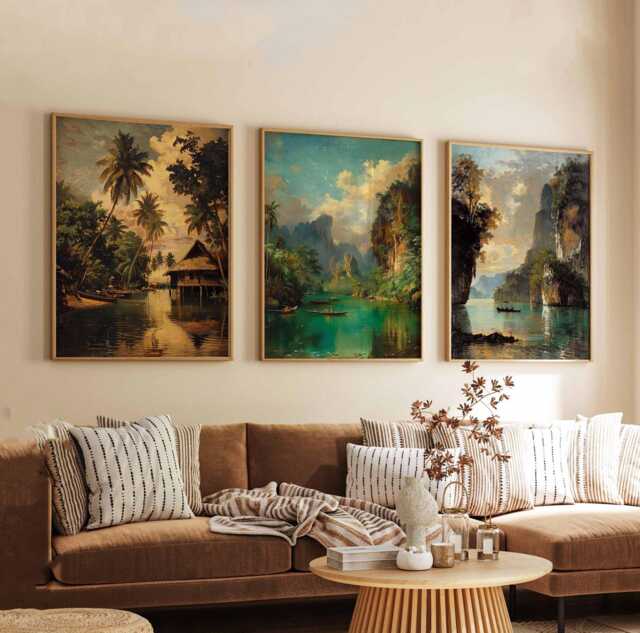 Set Of 3 Thailand Posters, Travel Prints, Wall Art, Thai Prints Set, Decor, Landscape Posters - image 1
