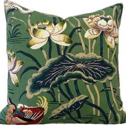 Schumacher Lotus Garden Jade Double Sided Cushion Cover Pillow - thumbnail 2